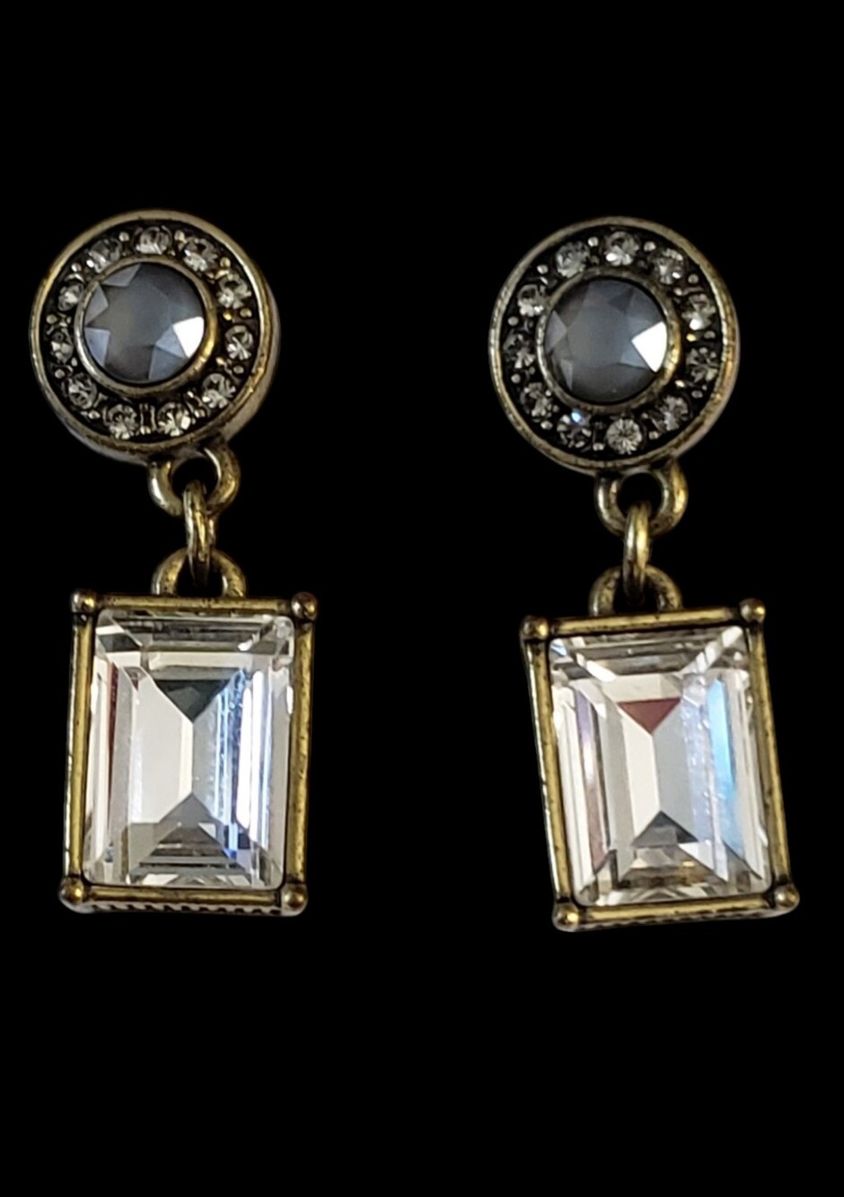 Heidi Daus Fancy Cut Crystal Drop Pierced Emerald Cut Earrings